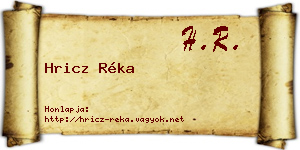 Hricz Réka névjegykártya